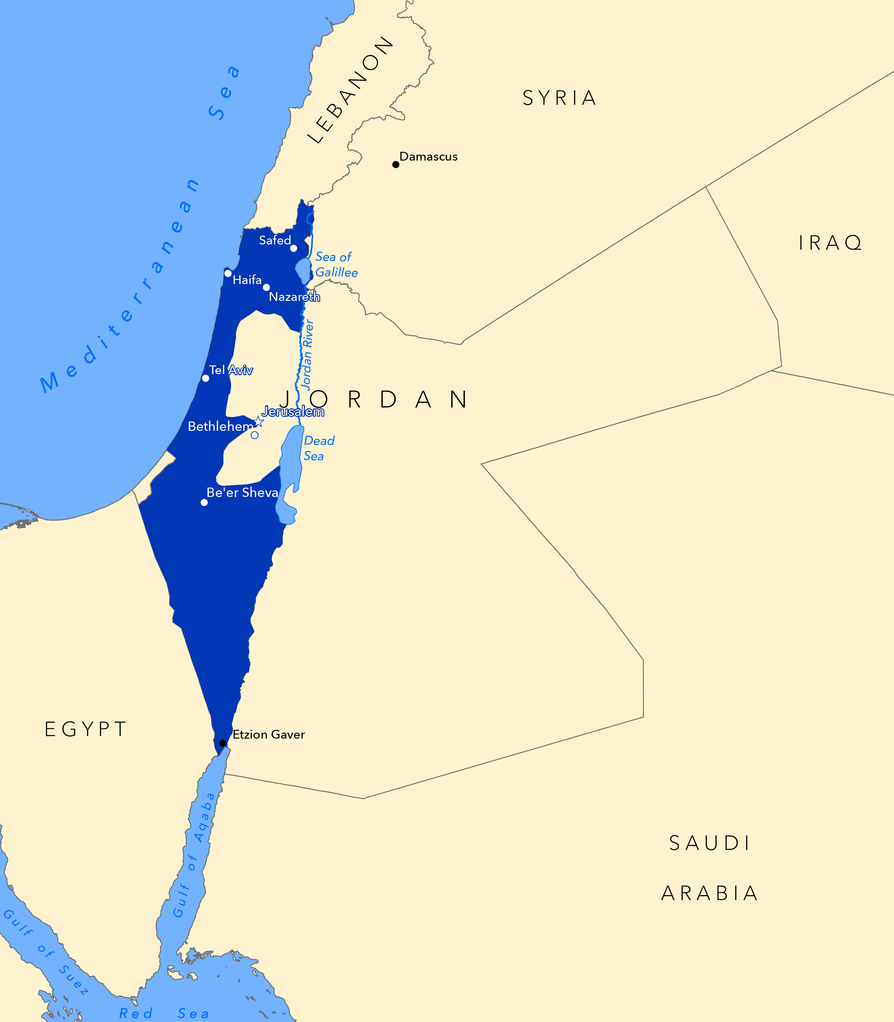 Map of Israel - The 1948 War of Independence.